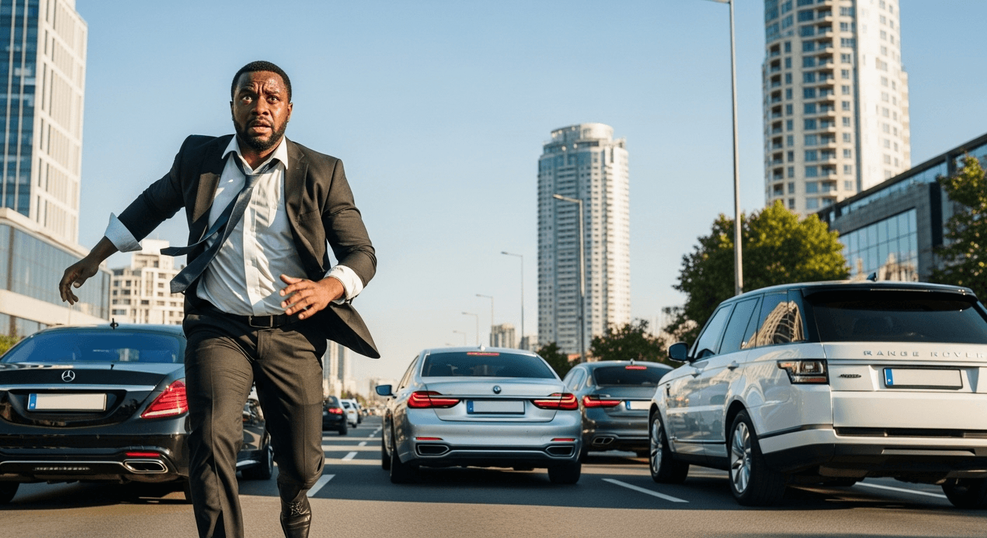 File de véhicules VTC dans le trafic urbain